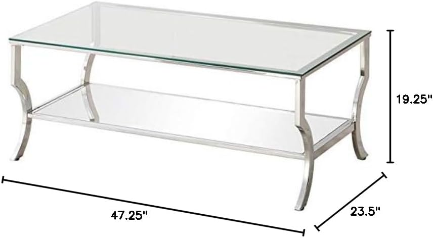 Chrome and Clear Glass Top Rectangular Coffee Table