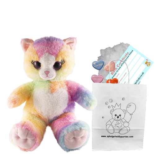 Rainbow Kitty Cat - Juguete de peluche suave - Construye tu propio kit de oso de peluche
