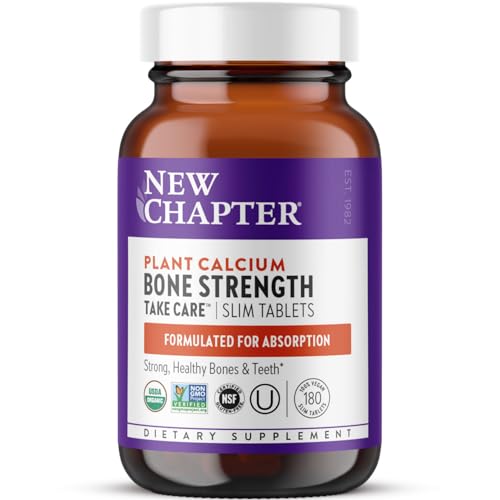 New Chapter Bone Strength Take Care - Bone & Heart Health Supplement - Clinically Studied Plant Calcium from Red Marine Algae - Vegan, Organic, Gluten Free & Kosher - 180 Slim Tablets