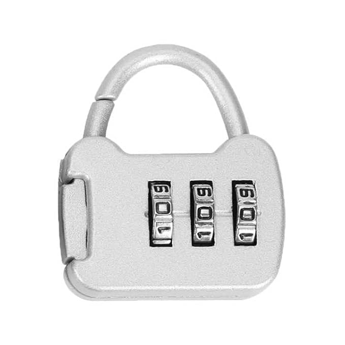 Image of QUIRA 3-Digit Combination Padlock,Security Lock, Resettable Code for Gym Lockers and Luggage (Silver)