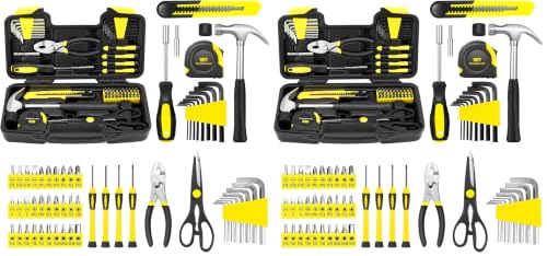 Image of 58-Piece Household Tool Set, Yellow Hand Kit With Storage Case (Pack of 2)