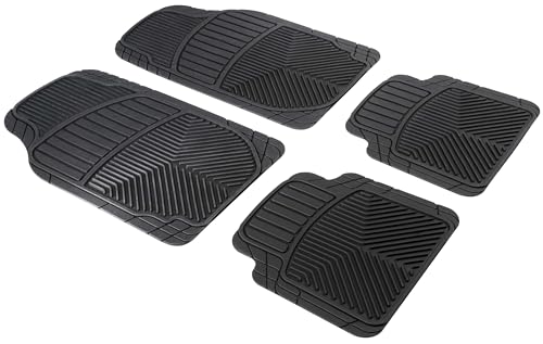Walser Universal Auto-Gummimatten-Set Priscus, Automatten 4-teilig zuschneidbar, Universal Antirutschmatten-Auto, PKW-Fußraummatten schwarz
