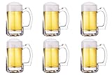 TUSAPAM Heavy Beer Mugs Set, 12.5oz Glass Mugs With Handle, Beer Glasses For Freezer, 370ml Beer Drinking Glasses, Traditional Stein For Bar, Alcohol, Beverages,Coffee, Teas, Set of 6