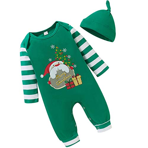 BigBig Style Pasgeboren Kerst Romper Baby Lange Mouw Vrolijk Kerstfeest Jumpsuit Overall met Hoed - Afbeelding 5