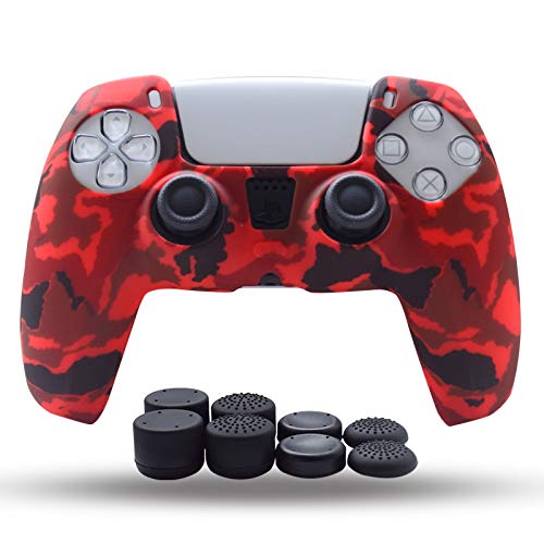 Preisvergleich Produktbild PS5 Controller Skin, Silikon-Griffe für PlayStation 5 Controller, rutschfeste Schutzhülle für Dual Sense 5 Controller (rot) 8 Stück Pro Daumengriffe