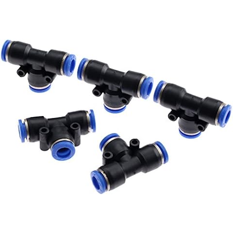 5pcs Water Hose Quick Connect T-Junction PE8 Pneumatic Air 3 Way Quick Fittings Connector 8mm Tube Hose Cover
