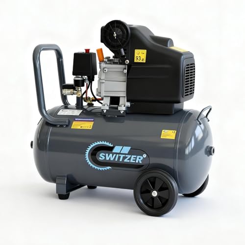 SwitZer Air Compressor 50L Litre LTR Tank 2.5HP 8 BAR Pressure 230V 50HZ 6.7CFM with Wheel Handle Grey AC001 New
