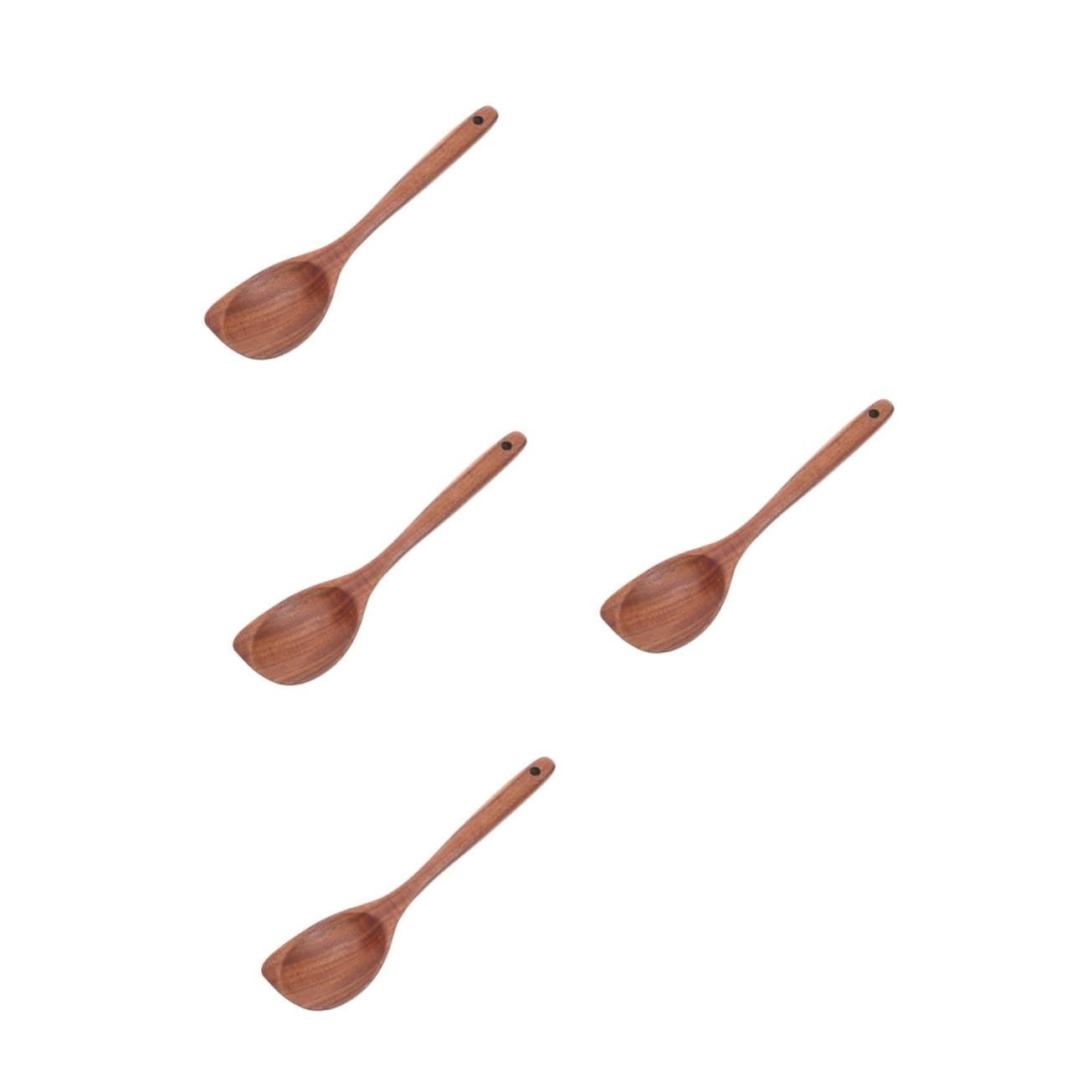 PRETYZOOM 4 Piezas Cuchara De Bocina De Teca Japonesa Utensilios De Cocina De Cocina Cuchara De Sopa De Madera Marrón