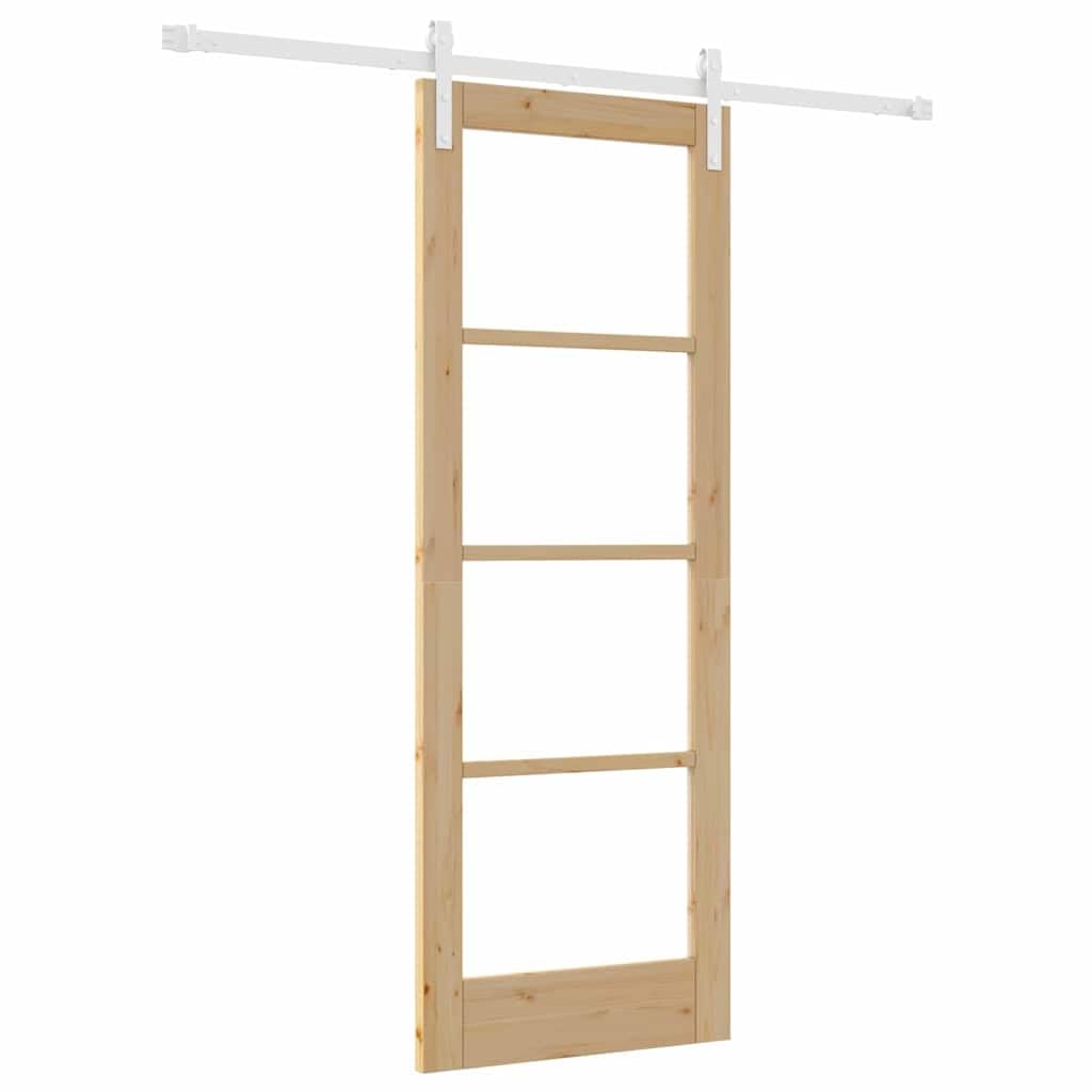 Drzwi przesuwne ORKDAL 73,5 x 198,5 cm z litego drewna sosnowego i szkła