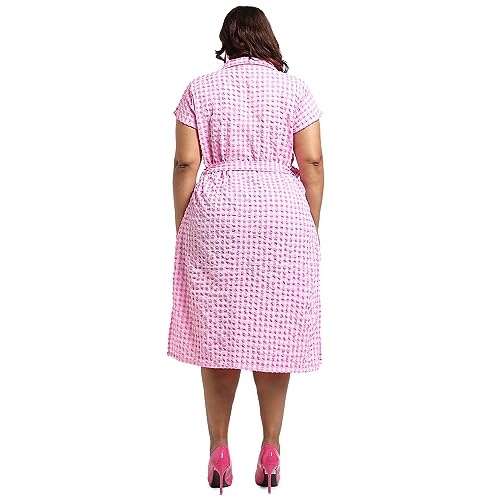 Image of Instafab Plus Women's Dress for Casual Wear | Short Sleeve | Plus-Size Fit | Polyester Fabric | V-Neck Dress Crafted with Comfort Fit for Everyday Wear