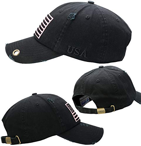 Image of Antourage American Flag Unisex Baseball Hat for Men and Women | USA Flag Mesh Snapback Flat Visor Cap + 2 Patriotic Patches