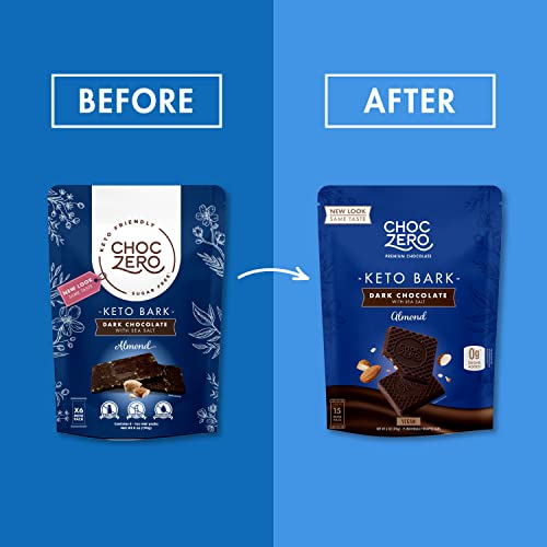 ChocZero Dark Chocolate with Almonds Sea Salt Keto Bark, 6 Ounce (Pack of 1)