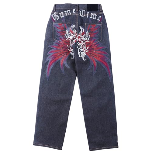 Baggy Skater Jeans Y2k Embroidered Denim Pants Hip Hop Grunge Trousers Loose Relaxed Fit Graphic Mens Pants4