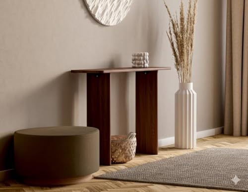 Image of Furniture Modern Solid Wood Console Table with Rounded Edges, Natural Finish, Minimalist Scandinavian Style Entryway Furniture Set for (Style 3, Natural, 115x30x70)