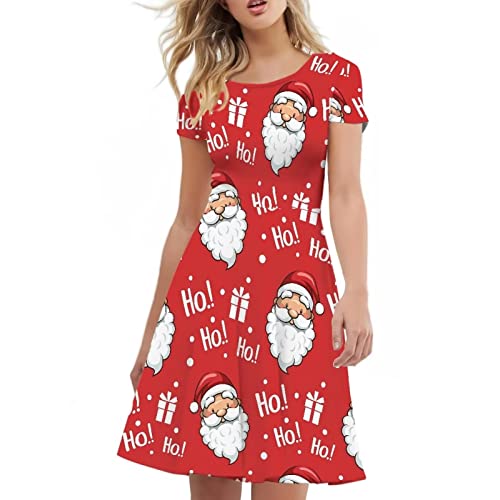 Image of Biyejit Women's Summer Casual Short Sleeve T-Shirt Swing Dress Crew Neck Plus Size S-4XL