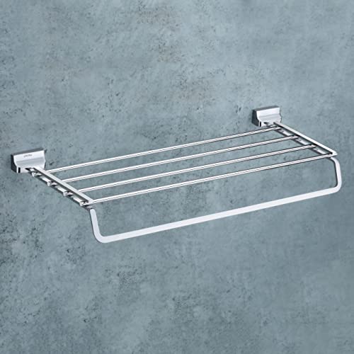 Image of Plantex Brass 24 Inch Towel Rack for Bathroom /Towel Holder /Towel Stand /Towel Bar /Bathroom Accessories (Silver - Chrome)