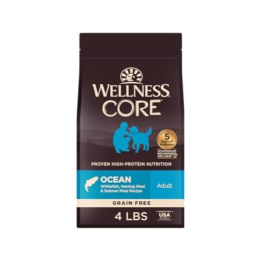 Wellness CORE Dry Dog Food, Grain-Free, High Protein, Natural, Ocean Whitefish, Herring, & Salmon Recipe, (4-Pound Bag)