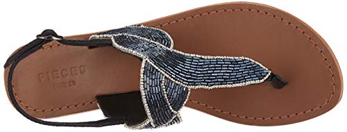Pieces Psanaline Leather Sandal, Donna, Nero, 38