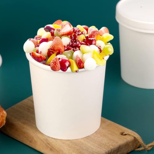 Image of 16 oz 50 Pcs Disposable Soup Containers with Lids, Ice Cream Cups