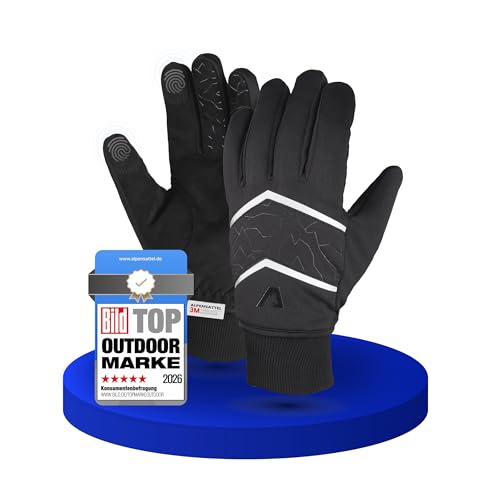 Alpensattel Polartherm Fahrradhandschuhe Gr. M | Fahrrad Handschuhe 100% Wind- und Wasserdicht (DIN EN 343) Winterhandschuhe für Damen & Herren | Warme Hände bis -10 Grad + Touchscreen Funktion