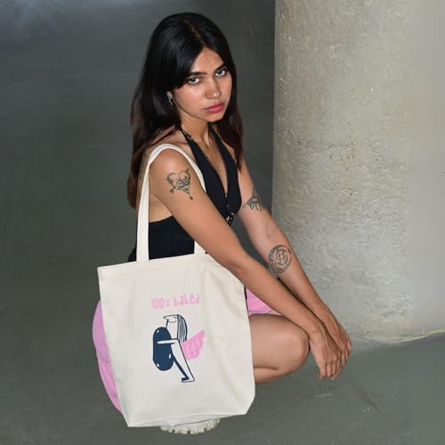 Image of Eco Right Canvas Tote Bags for Women with Zip, College Bag for Girls, 100% Organic Cotton Tote Bag for Shopping, Travel & beach bags for women