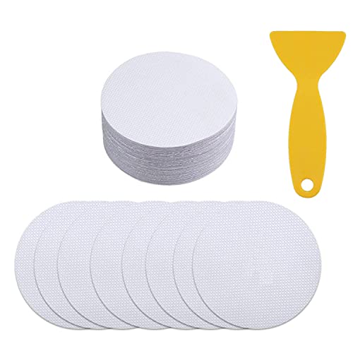 JZK - 20 adesivi rotondi per vasca da bagno, trasparenti, antiscivolo, 10 cm, con raschietto, adesivi antiscivolo per vasca da bagno e doccia
