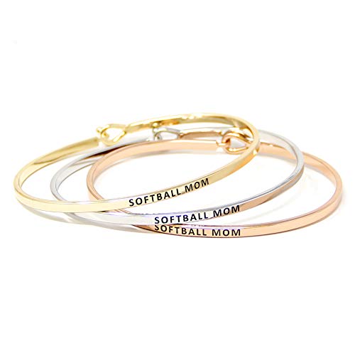 By You Sports Mom Inspirational Messages Engraved Thin Bangle Hook Bracelets  thumb #5