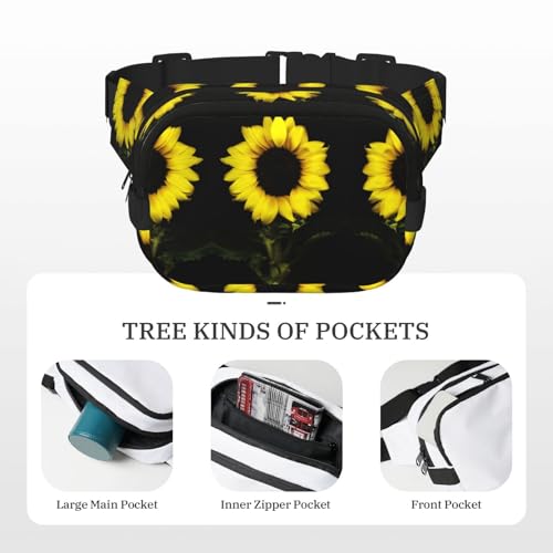 Sac banane imprimé tournesol à sangle ajustable grand volume mixte - 3
