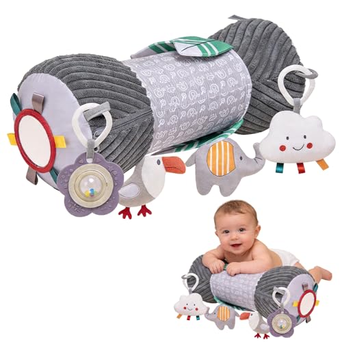 Wxeadu Tummy Time Pillow Interactive Soft Baby Pillow with Detachable Sensory Toys for Baby Inflatable Design Montessori Sensory Pillow Infant Tummy Time Pillow for Baby Infants Newborn Gray