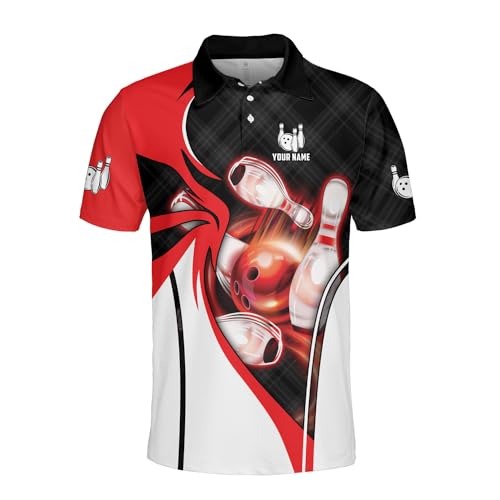 Custom Bowling Polo Shirt Personalized 3D Team Name Bowling Shirts for Men Women Jersey Unisex Bowler Short Sleeve Gift Tee (Polyester Blend, PL 15)