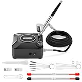 Oasser Airbrush Set 36 PSI mit Kompressor Dual Action Airbrush Pistole ideal für Modellbau Malen Nageldesign Matt Schwarz