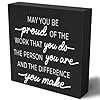 Office Decor Wood Sign Desk Decor Goodbye Gifts for Coworkers Inspirational Black Wooden Box Sign for Home Office Shelf Cubicle Counter Tabletop Living Room Bedroom Sitter