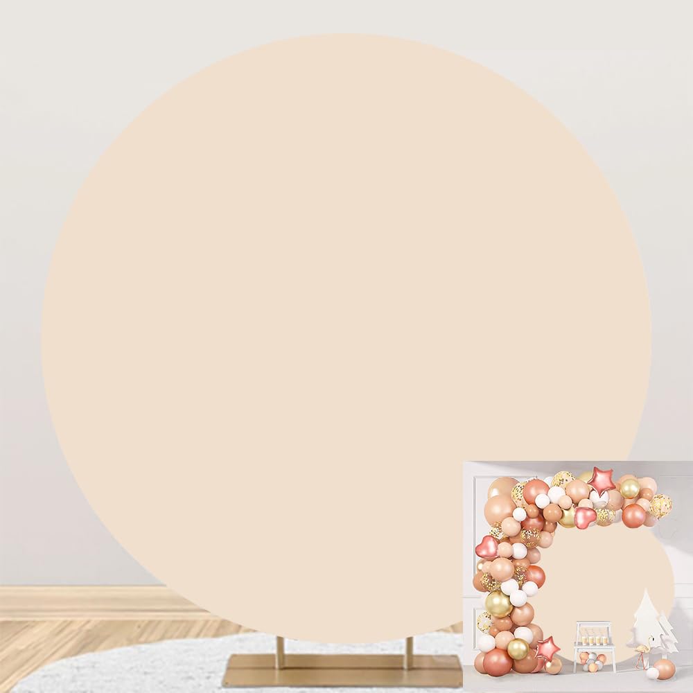Diametro 2m Leggero Beige Rotondo Sfondo Coprire Tinta unita Fotografia Sfondo per adulti Compleanno Doccia bambino Partito Decorazioni Tinta unita Cerchio Fondali