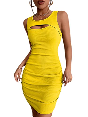 Onsoyours Damen Sommer Ausschnitt Bedeckte Hüften Kleid Ärmelloses...