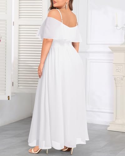 Image of Pinup Fashion Women Plus Size Bridesmaid Dresses - Off The Shoulder Formal Wedding Guest Bridal Shower Long Dress