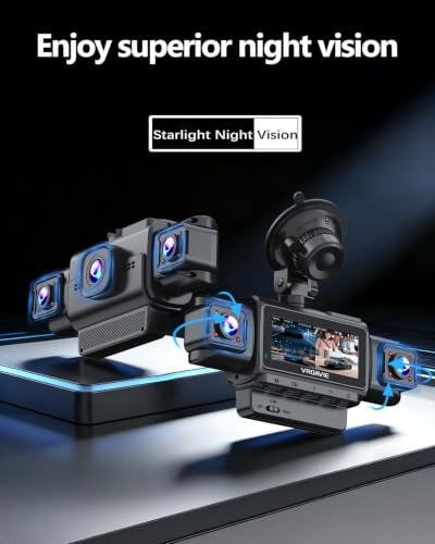 Image of Front and Rear Dash Cam, 4-Channel 360 Full Coverage Car Camera with Starlight Sensor Night Vision, GPS, 5.8GHz High-Speed WiFi, 24H Parking Monitor, G-Sensor, 170 Wide Angle, 128GB SD Card Included