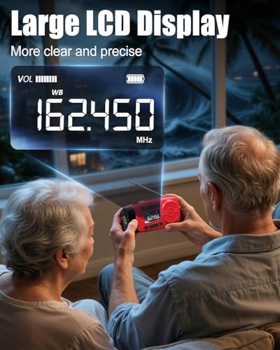 Image of Runningsnail Emergency Weather Radio, 7400mWh Hand Crank Emergency Radio with LCD Display, Support Weather Alert Radio, USB /Solar /Hand Crank, 1W Flashlight & SOS Alarm for Outdoor & Home Emergency