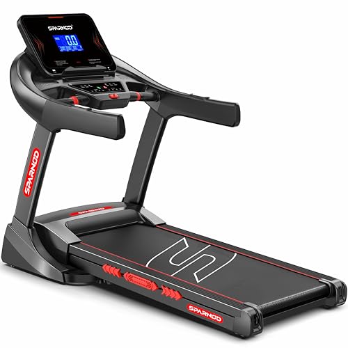 Image of Sparnod Fitness STH-5710 High-Performance Treadmill, Hydraulic Foldable Running Machine, Auto Incline 0-22%, 7HP Peak DC Motor, 1-20km /h Speed, 24 Preset Programs, Bluetooth Speakers, 150kg Capacity