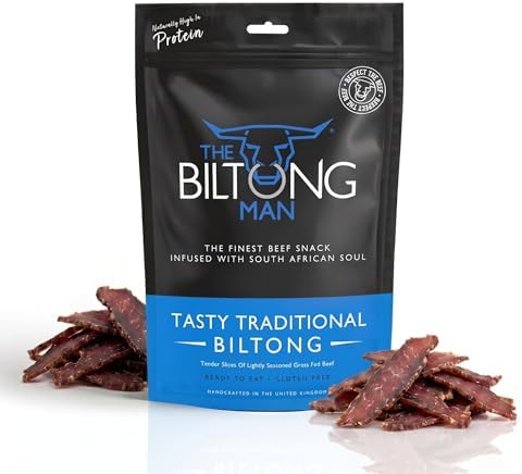 The Biltong Man Tasty Traditional Lean Beef Biltong โ High-Protein Beef Snack, 250g