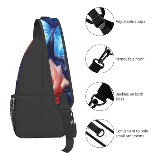 Bolso Sling Unisex Negro con Diseño de Mariposas miniatura 4