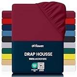 Flowen Drap Housse 140x190 cm en Microfibre Bordeaux avec Coins Élastiqués pour Matelas ...