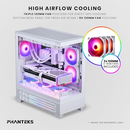 Image of Phanteks XT View Matrix Mid-Tower ATX Gaming PC Case, 600-LED Matrix Display, Tempered Glass Front & Side Panels, USB-C 3.2 Gen2, 3X D-RGB Fans Included, Rear-Connector Ready (Grey White)