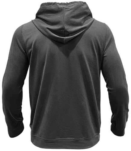 Mens Thin Hoodies Casual Sweatshirts Long Sleeve Drawstring Lightweight Pullover Button Shirts with Pocket3