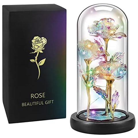 JahyElec Women's Gift Birthday Gifts Colorful Artificial Flower Rose Gift Led Light (Colorful) Cover