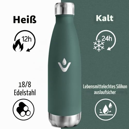 HoneyHolly Trinkflasche Edelstahl 750ML, 18/8 Edelstahl, Wasserflasche, BPA-frei, Trinkflasche Sport, Doppelwandig Vakuumisoliert… – Ansicht 2
