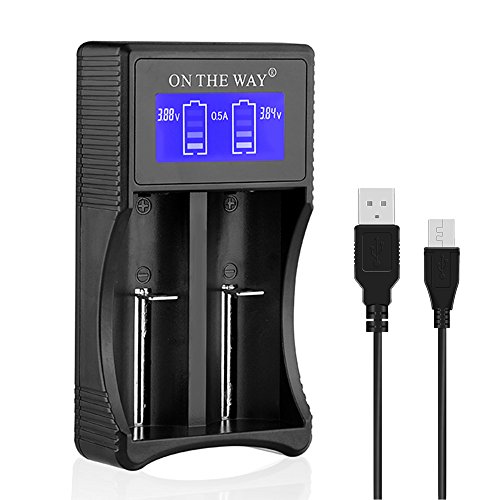 Universal Battery Charger,LCD Display IC Protection Smart Intelligent Battery Charger for Rechargeable Li-ion Batteries 18650 16340(RCR123) 14500 18350 26650 CR123A,Ni-MH/Ni-Cd AA AAA C Batteries