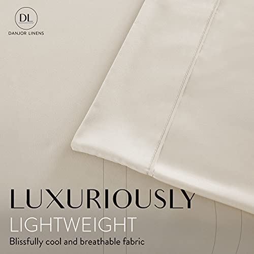 Danjor Linens Bed Sheet Set Twin XL for College Dorm Room, Back to School Items, Sheets with 2 Pillowcases, Lightweight Brushed Microfiber Deep Pockets, 4 Piece Bedding Sets, Cream