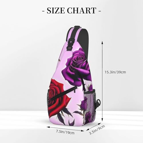 Bolso cruzado con rosas rojas y púrpuras para hombre y mujer miniatura 3