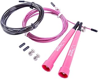Ryher Speed Skipping Rope for Fitness - Jump Rope for Boxing, Crossfit, Double Unders, Fat Loss - Jumping Rope - Gym and Home Workout Equipment - Free Extra Cable & Screws (Pink)