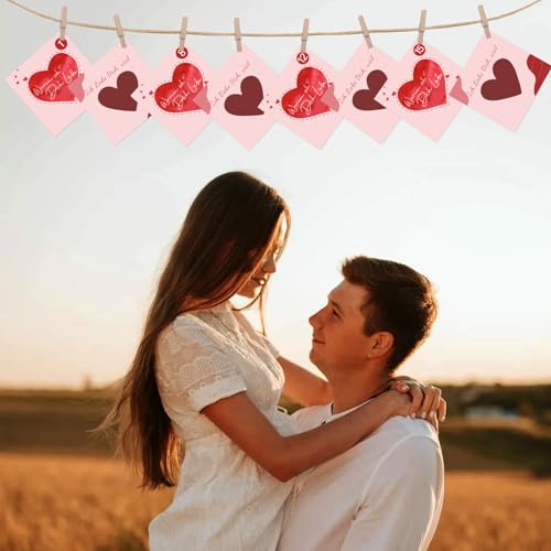 Adventskalender Liebe Karte - Ich Liebe Dich, Weil... Adventskalender Karte Partner mit 24 Zahlenaufkleber, 24 rubbel, Kordel und Holzklammern, Liebesgeschenke für Weihnachten
